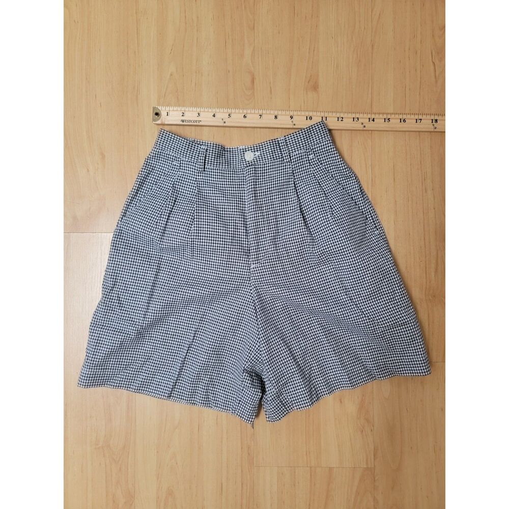 Liz Claiborne Lizsport Gingham Black White Pleated Bermuda Shorts Petite 0